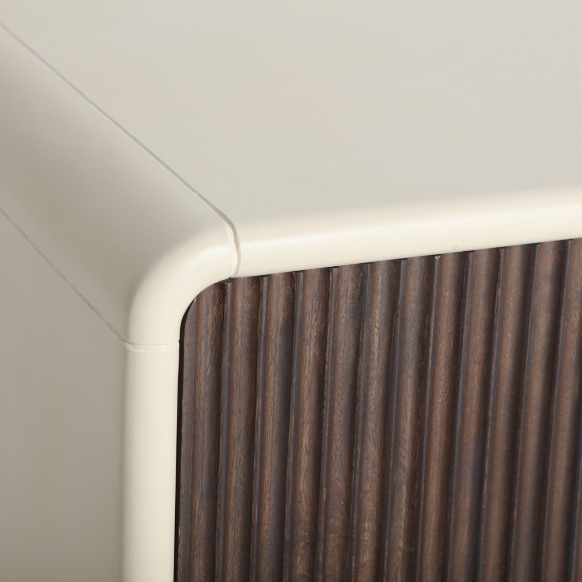 Meuble TV beige et bois 4 portes 200 cm MORGANE – Image 4