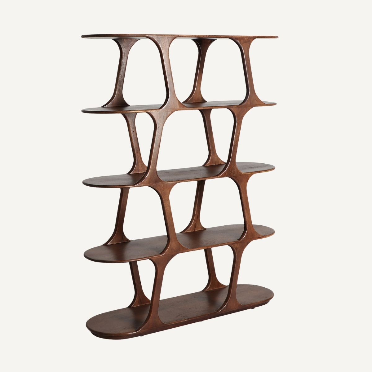 Bibliothèque ouverte en bois de manguier massif originale