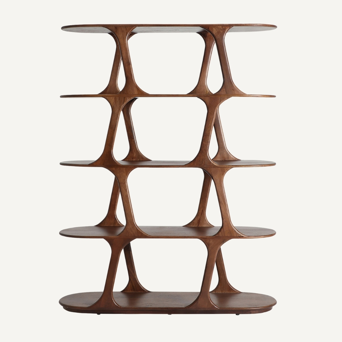 Bibliothèque ouverte en bois de manguier massif originale