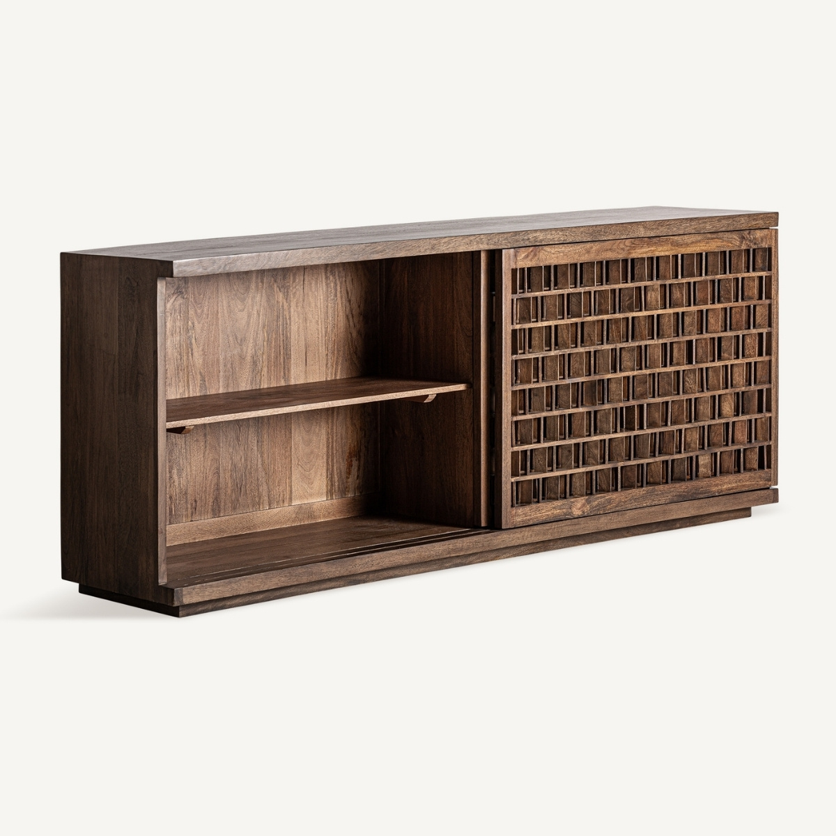 Buffet bois de manguier massif portes coulissantes ajourées