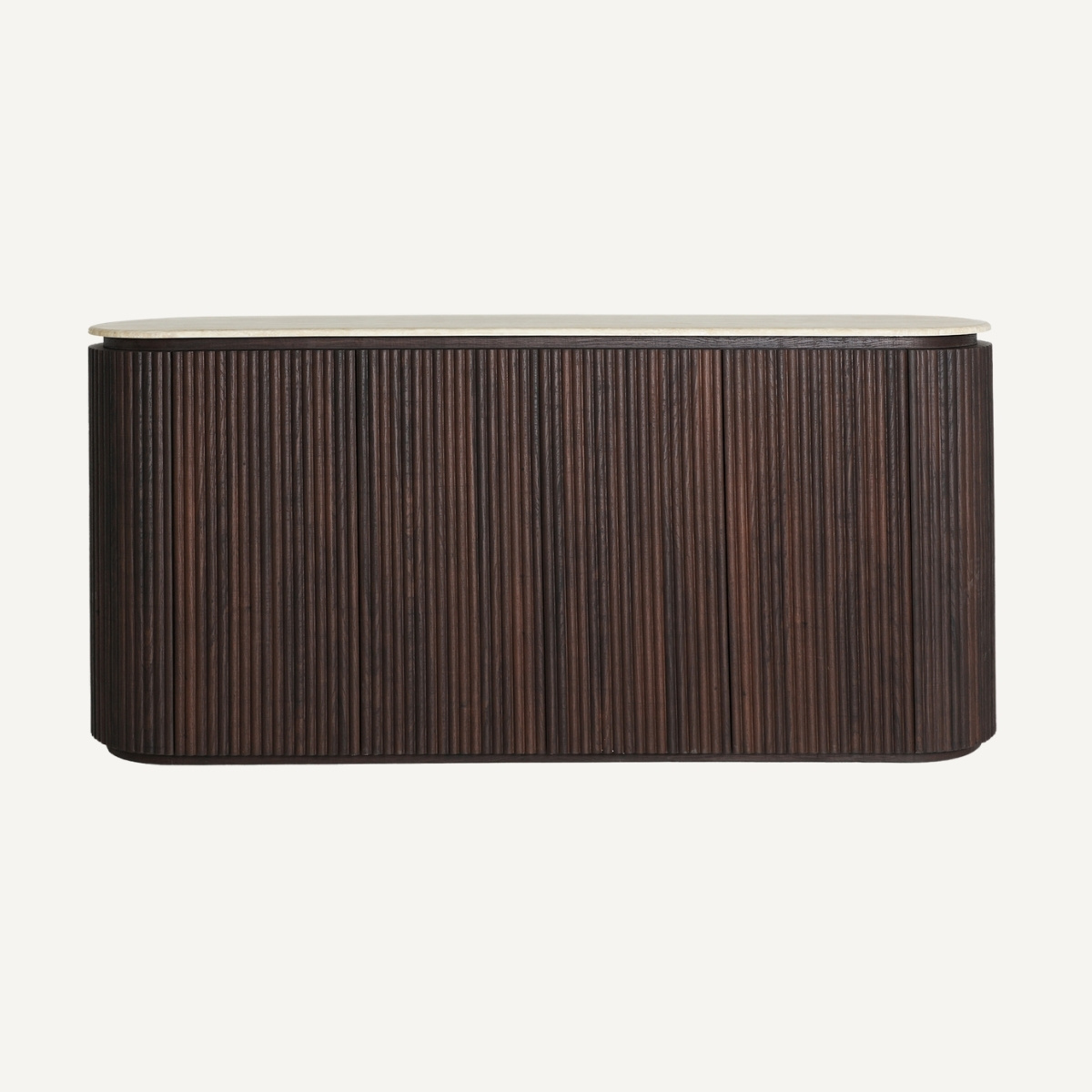 Buffet bois et travertin beige 180 cm