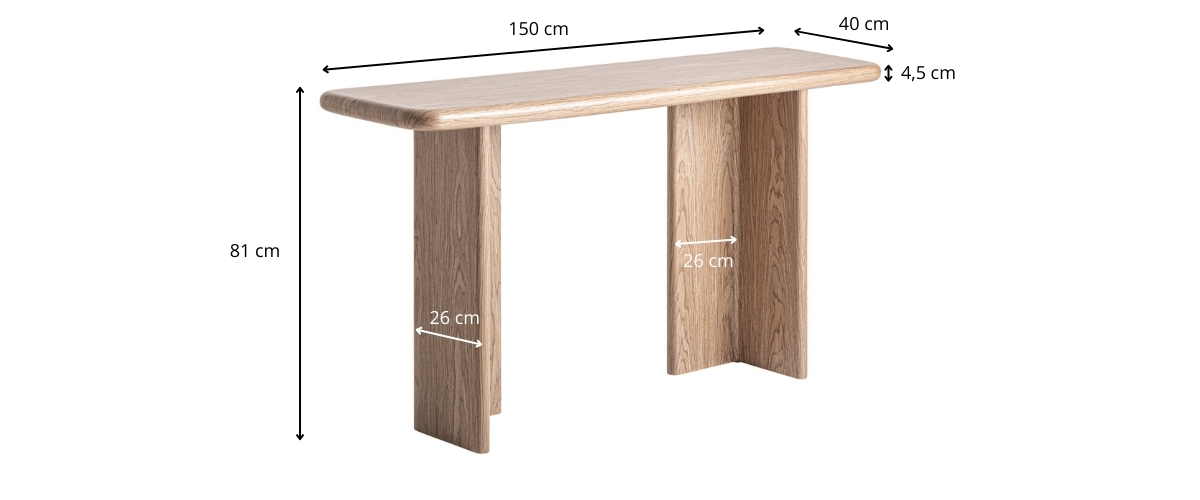 Dimensions de la console bois