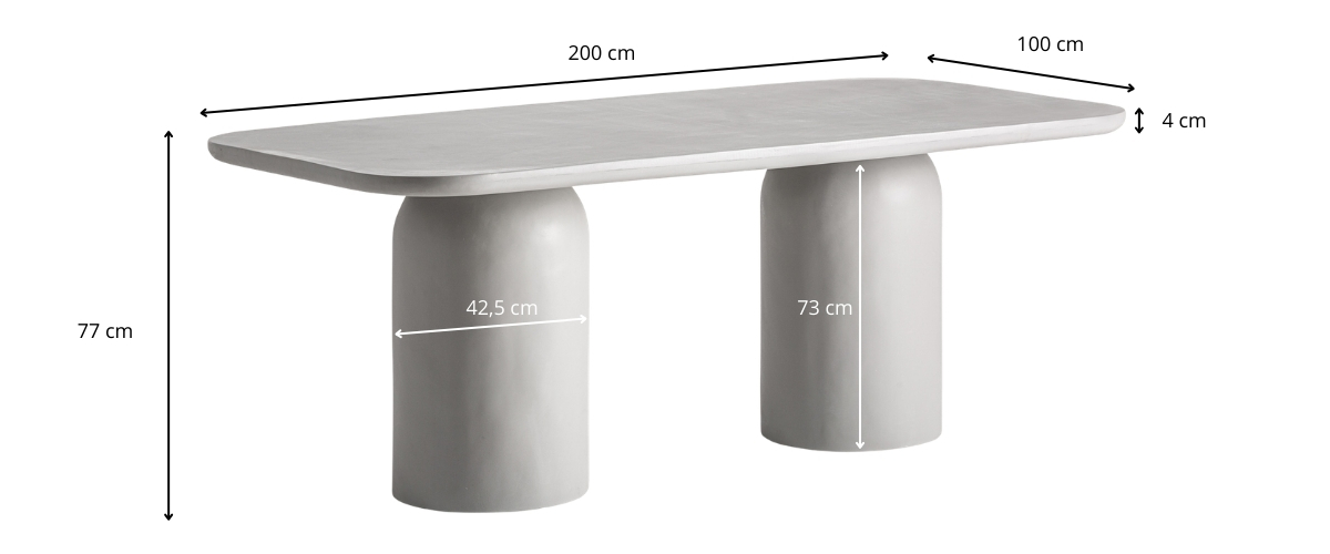 Dimensions de la table à manger grise