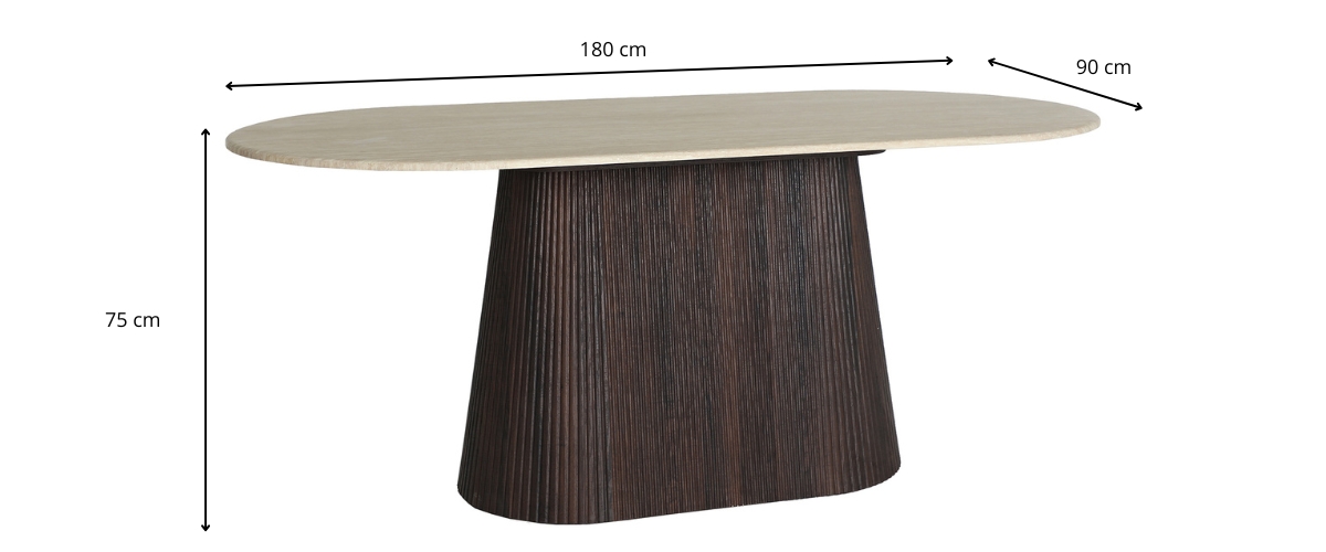 Dimensions de la table à manger travertin