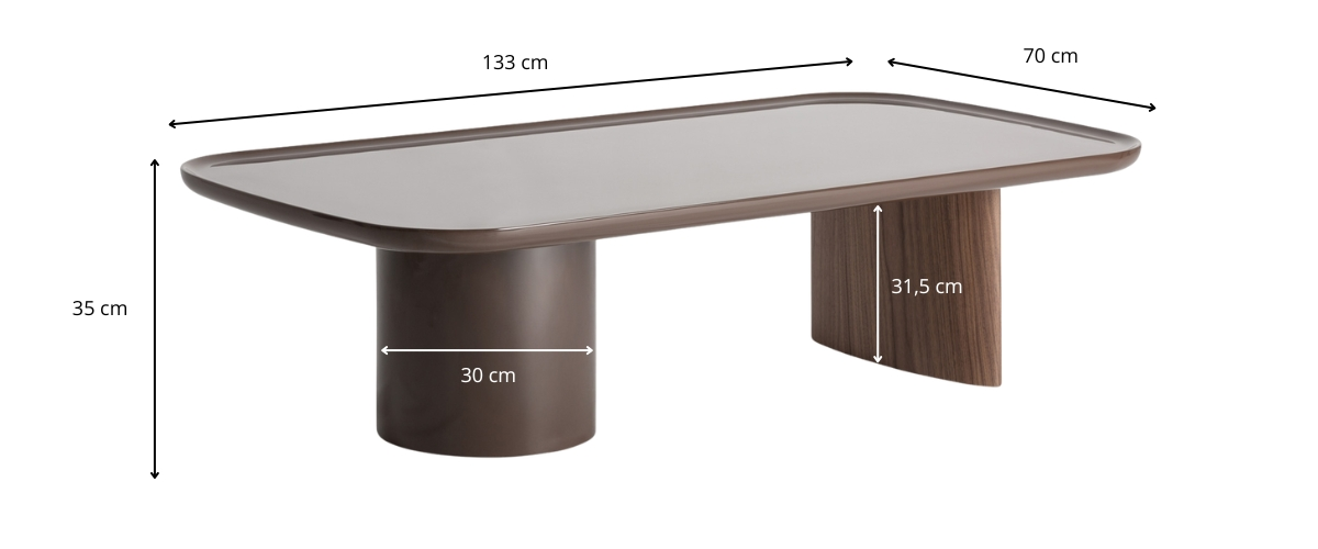 Dimensions de la table basse marron