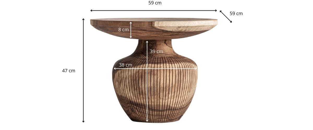 Dimensions de la table d'appoint bois massif
