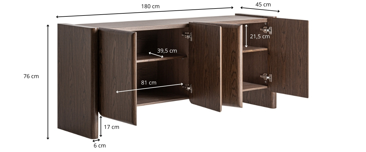 Dimensions du buffet design haut de gamme