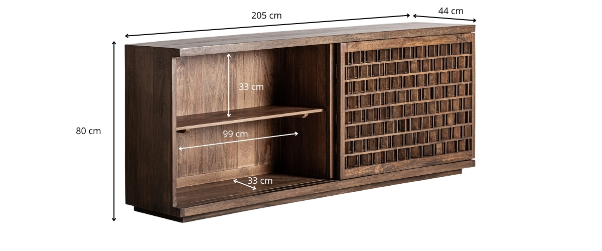 Dimensions du buffet en bois de manguier