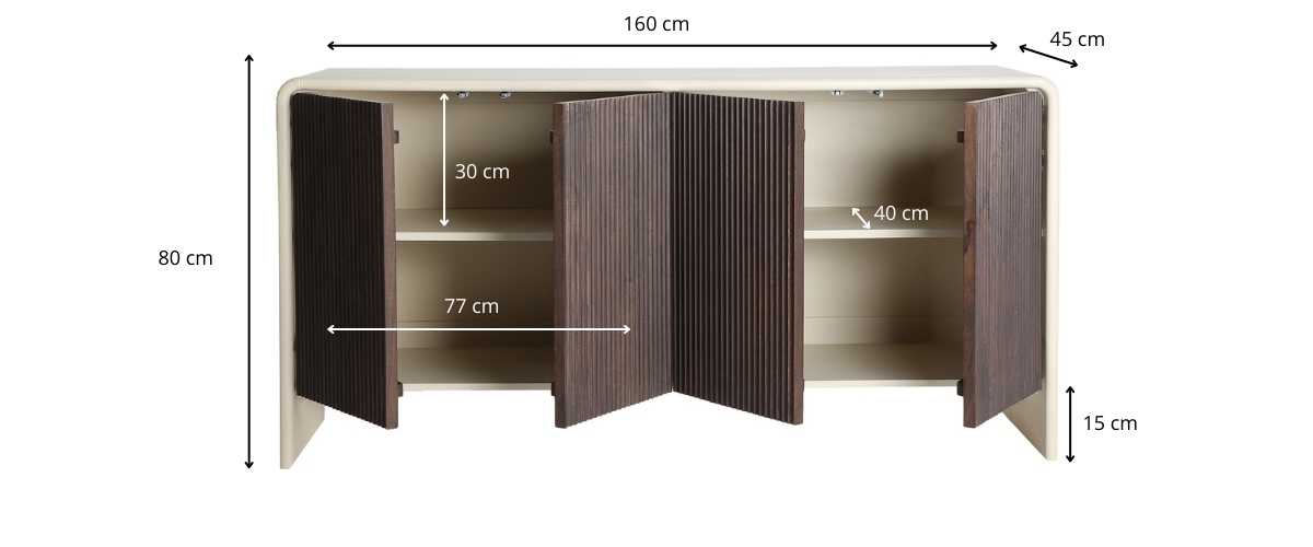 Dimensions du buffet en bois de manguier