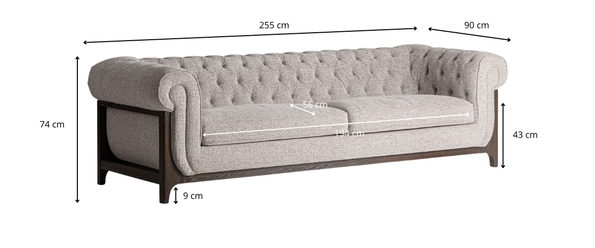 Dimensions du canapé chesterfield