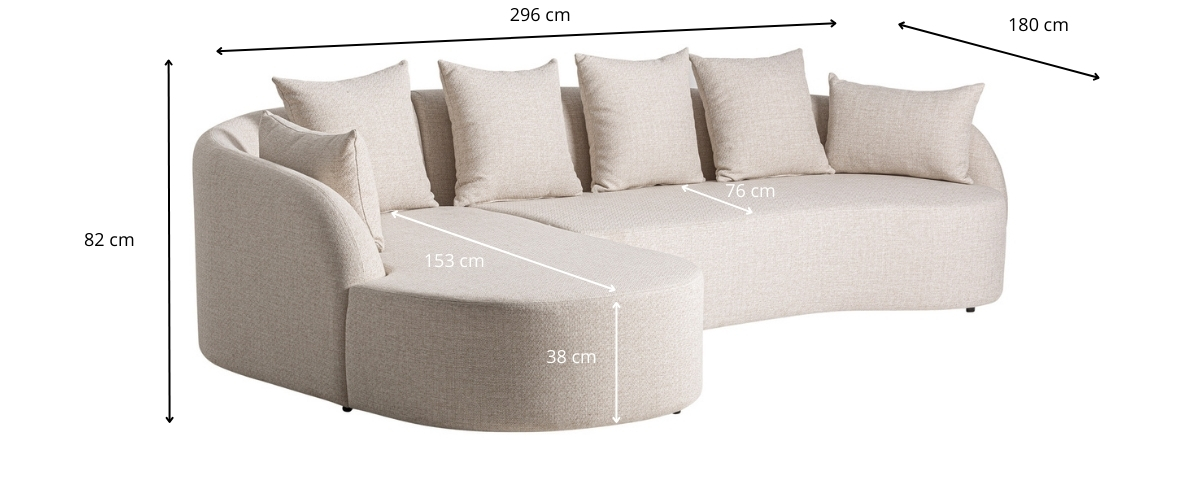 Dimensions du canapé d'angle de jardin beige