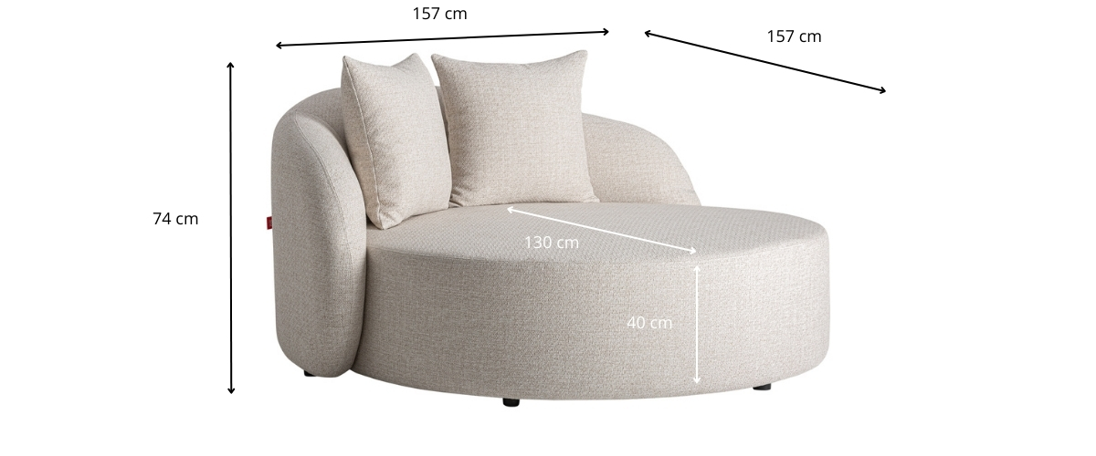 Dimensions du canapé de jardin rond beige