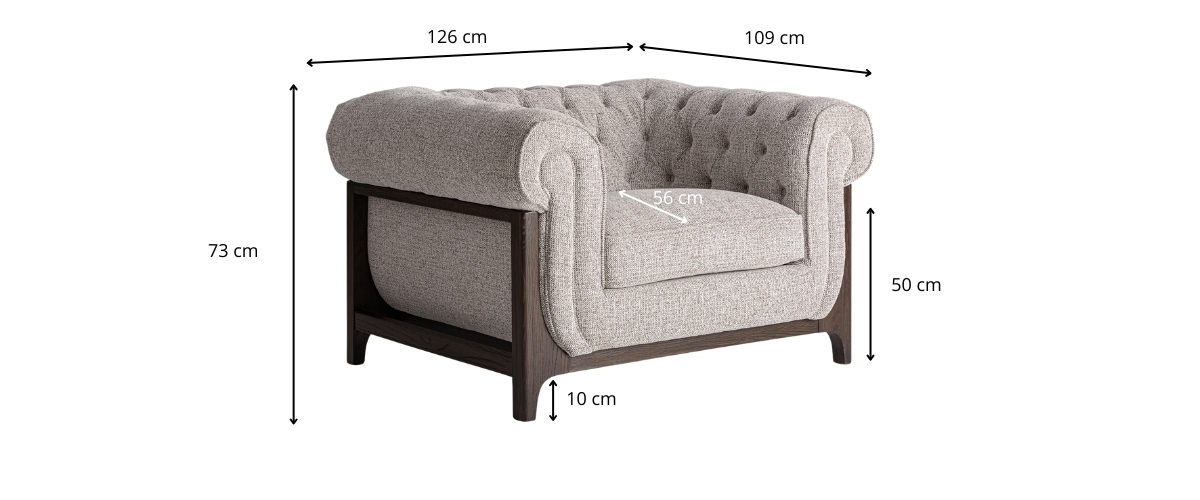 Dimensions du fauteuil chesterfield