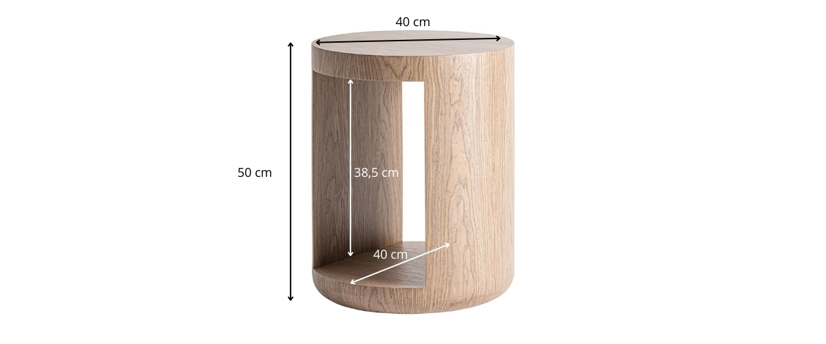 Dimensions du guéridon en bois