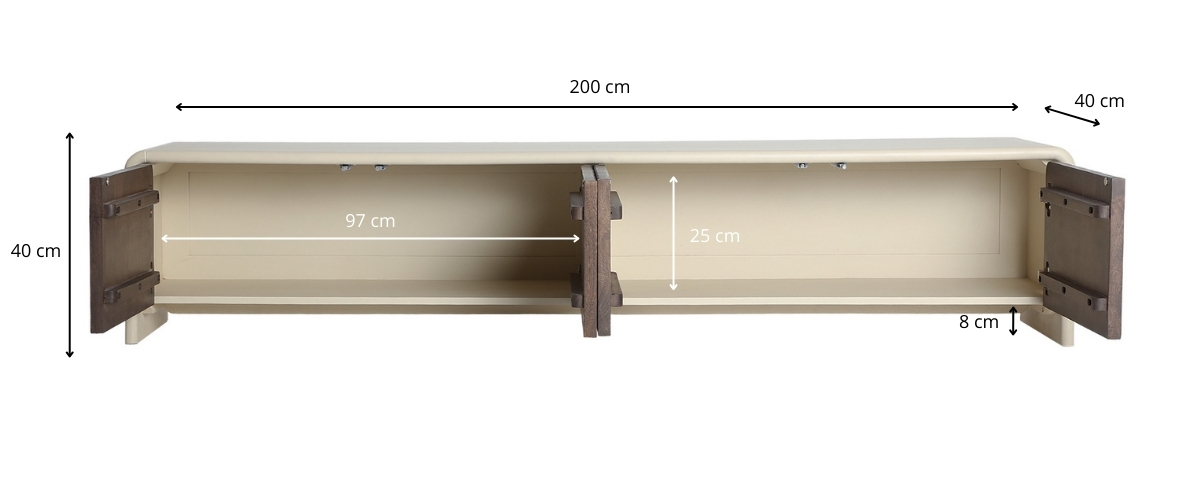 Dimensions du meuble tv beige et bois