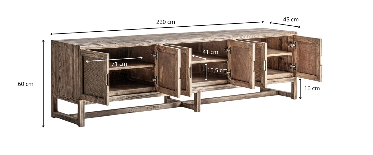 Dimensions du meuble tv en bois
