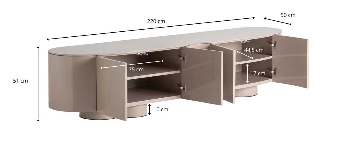 Dimensions du meuble tv laqué beige