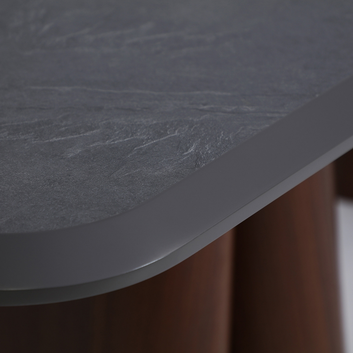 Table de repas rectangulaire pierre grise et bois 220 cm DYLAN – Image 5