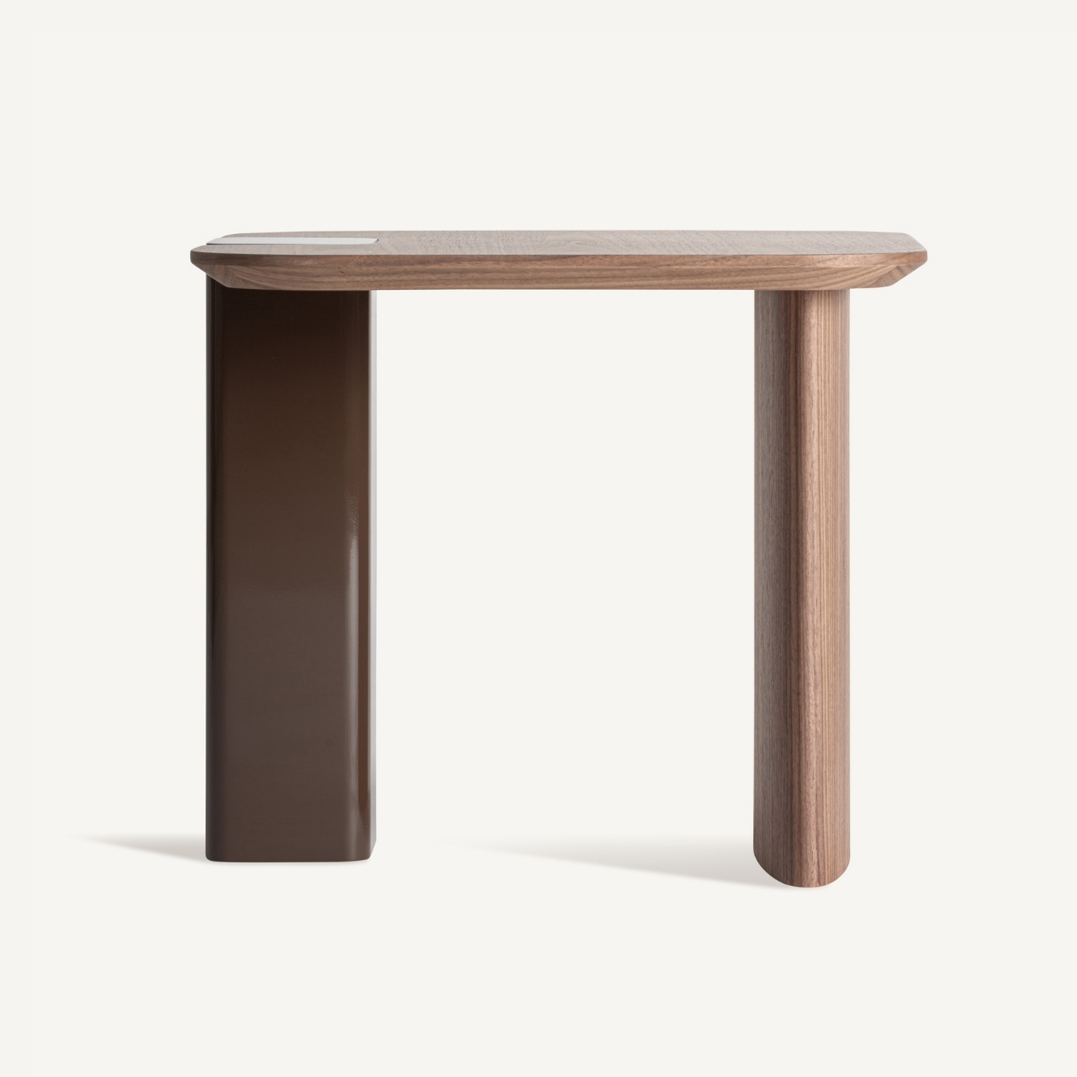 Table d'appoint bois de chêne et laque marron