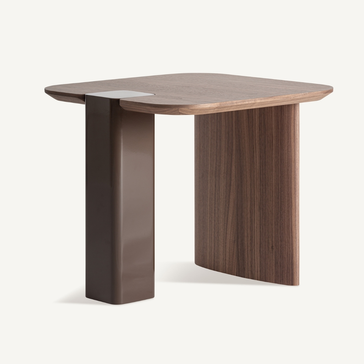 Table d'appoint bois de chêne et laque marron