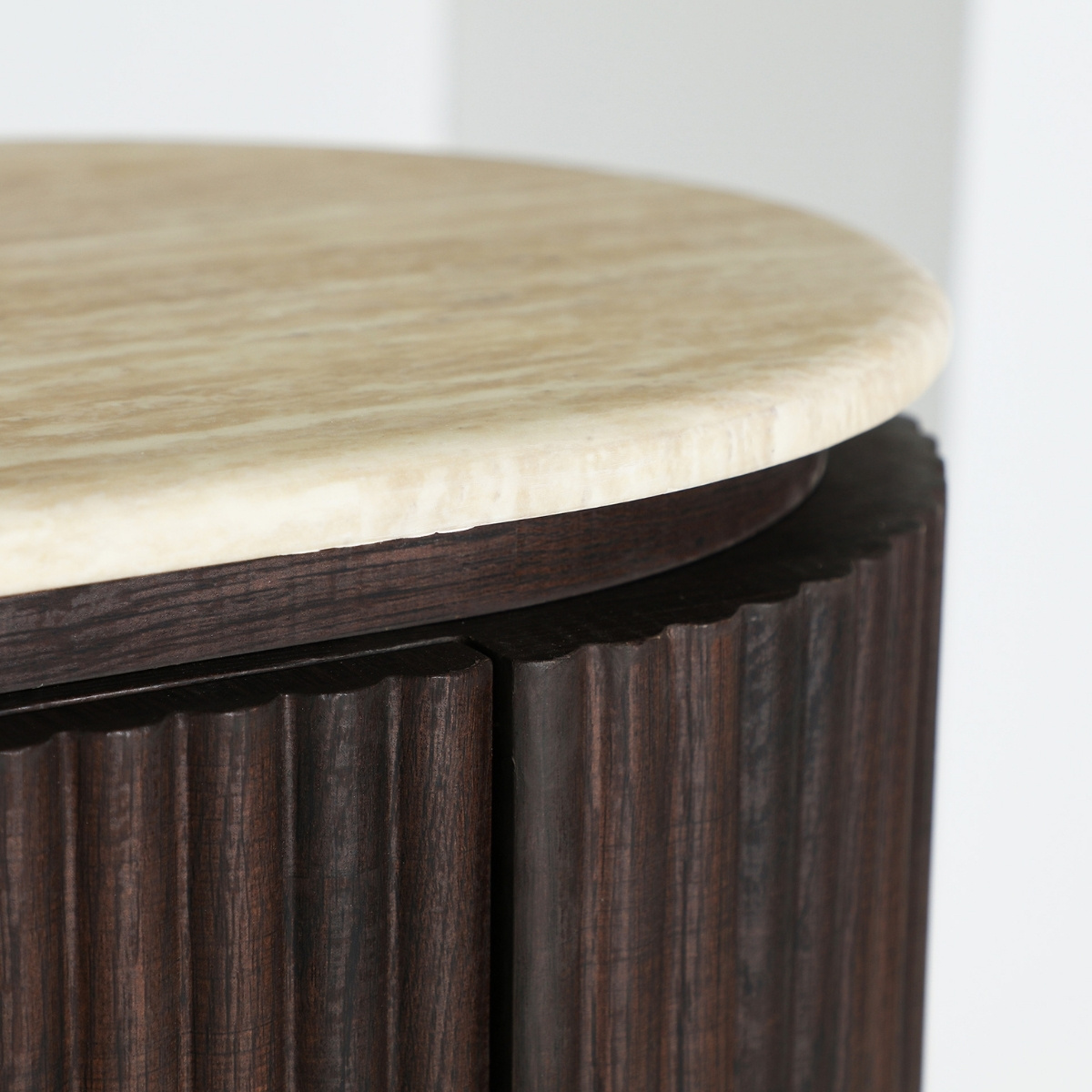 Buffet bois et travertin 4 portes 180 cm MATHIEU ā Image 3