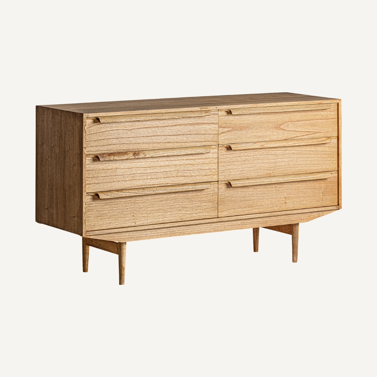 Commode bois naturel de mindi 6 tiroirs
