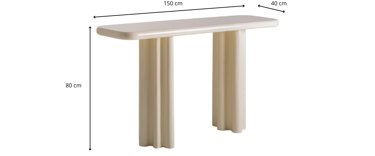 Dimensions de la console laquée blanc
