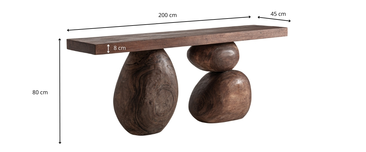 Dimensions de la console en bois