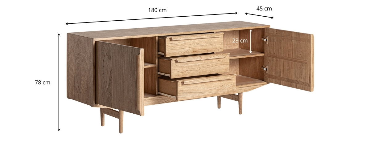Dimensions du buffet bois de mindi