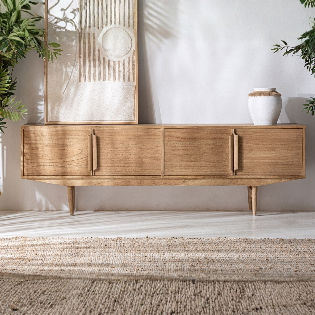 Meuble TV bois massif 4 portes 190 cm – Image 9