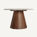 Table à manger bois noyer et travertin beige 120 cm