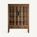 Vitrine verre et bois d'orme massif