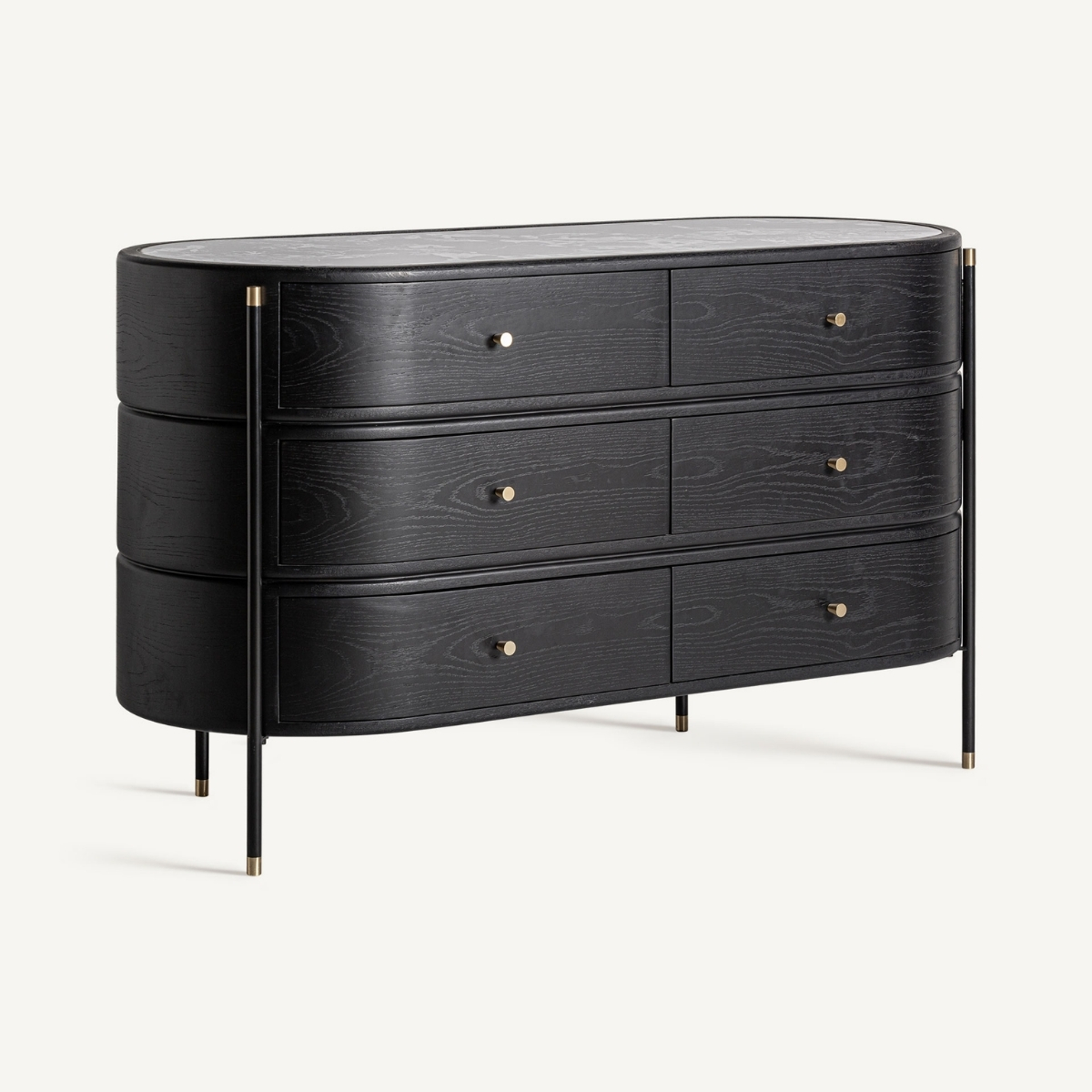 Commode noir bois et marbre