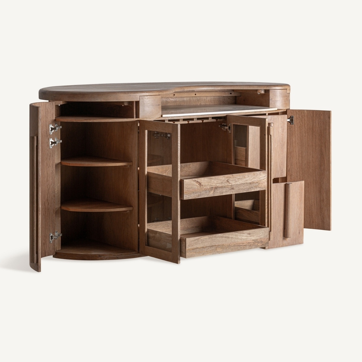 Comptoir bar haut de gamme bois massif et marbre