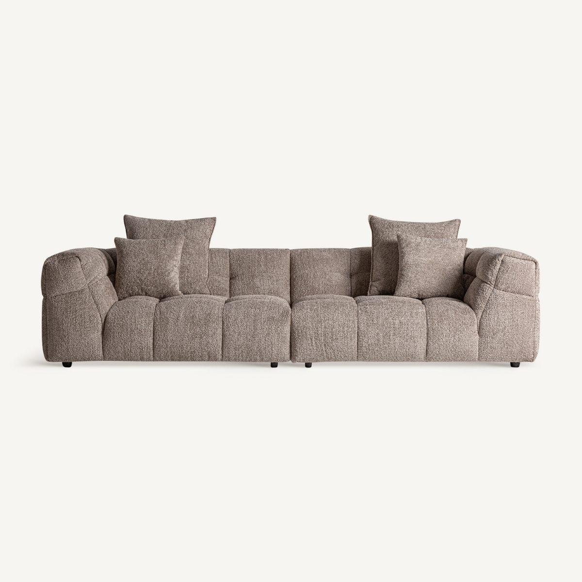 canapé confortable haute qualité en tissu teddy marron taupe