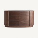Commode haut de gamme forme ovale chêne foncé et pierre fritée