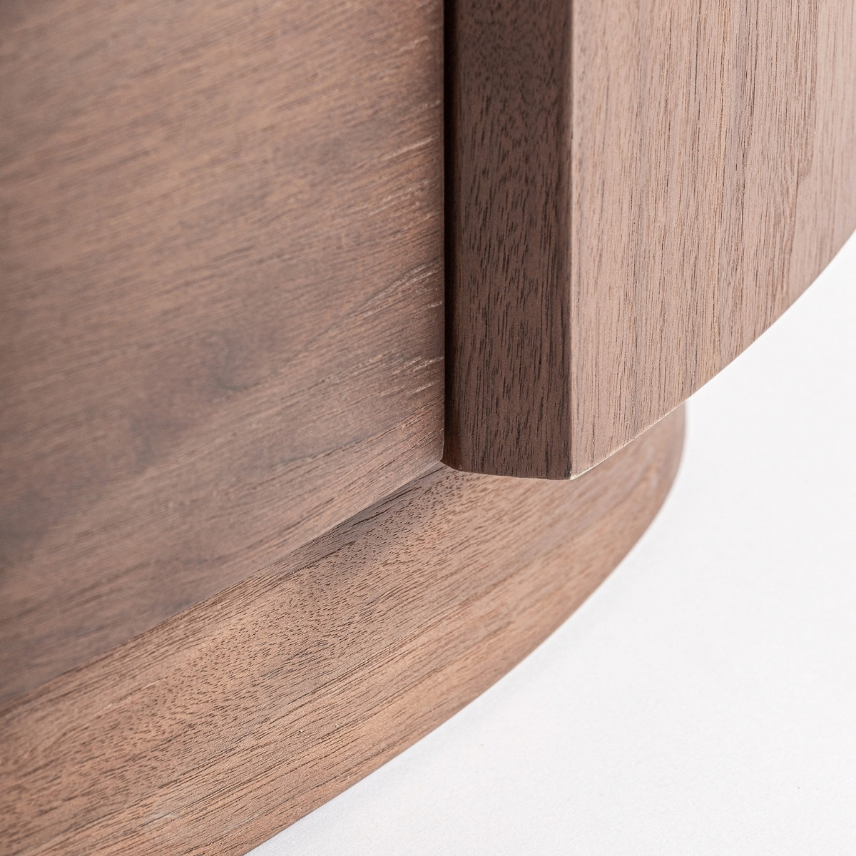 Commode ovale chêne foncé et pierre blanche – Image 5