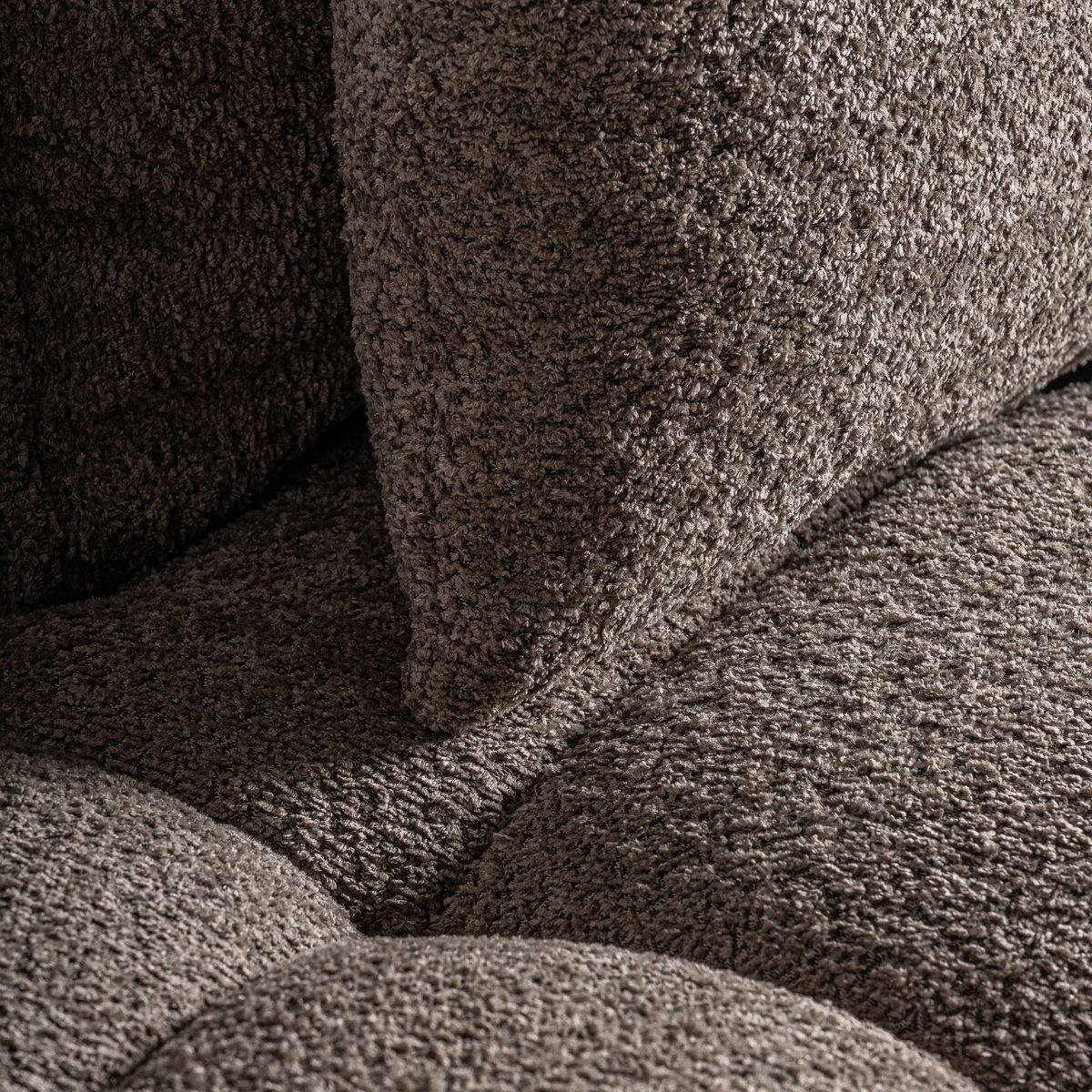 Canapé rembourré bouclé marron taupe 284 cm – Image 4