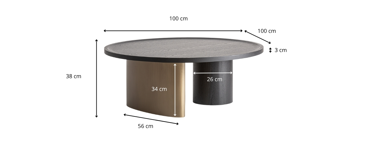 Dimensions de la table basse noir design