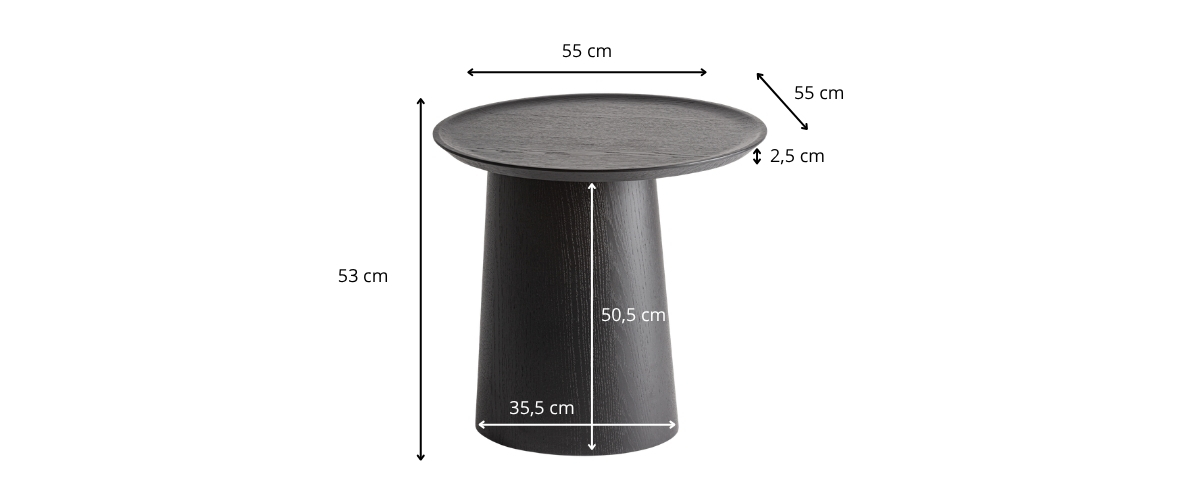 Dimensions de la table d'appoint bout de canapé