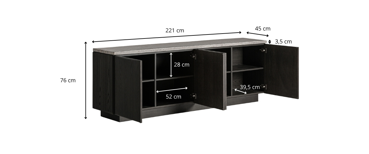 Dimensions du buffet design haut de gamme