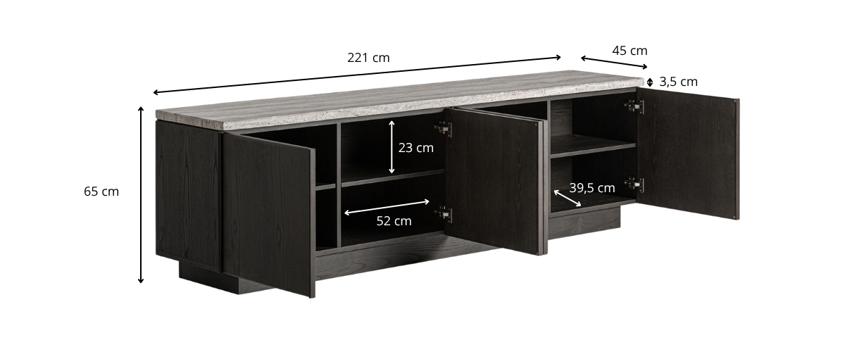 Dimensions du meuble tv travertin