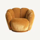 Fauteuil coquillage velours orange
