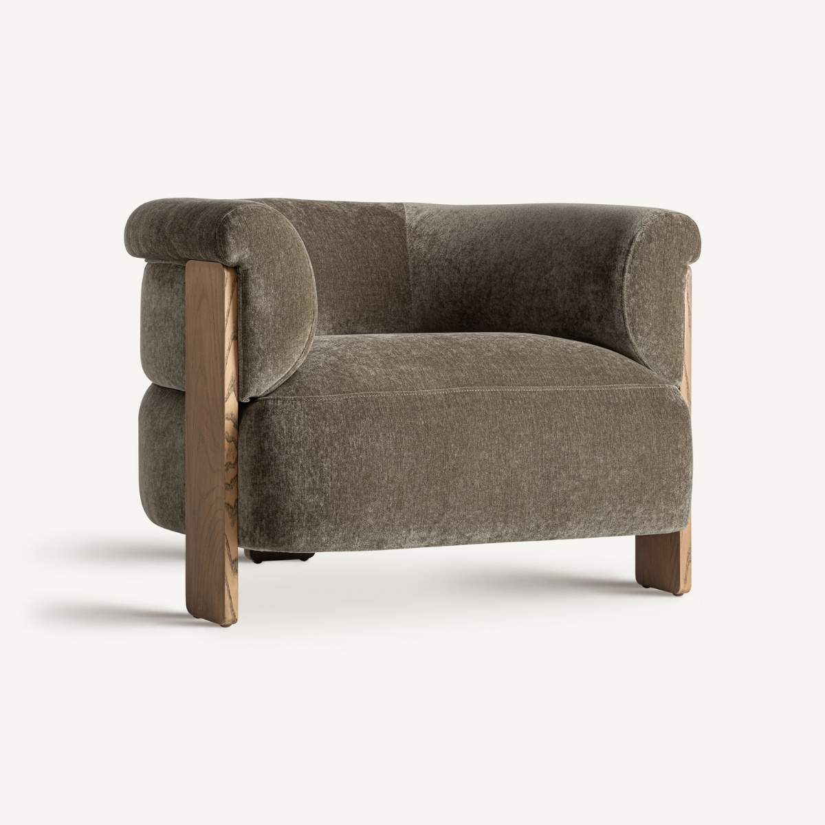 fauteuil moderne haut de gamme en tissu chenille et bois