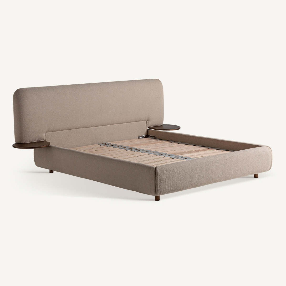 Lit haut de gamme 160x200 avec tablettes de nuit et sommier intégré