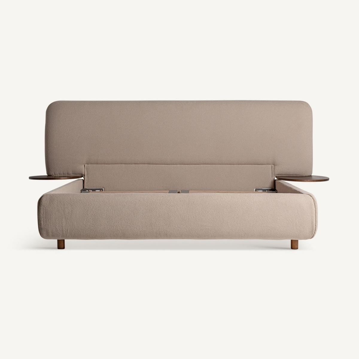 Lit avec sommier intégré en tissu bouclé