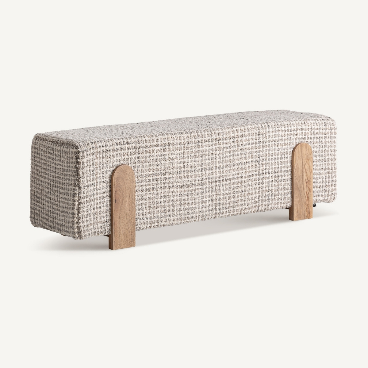 Banc pied de lit moderne en laine et bois