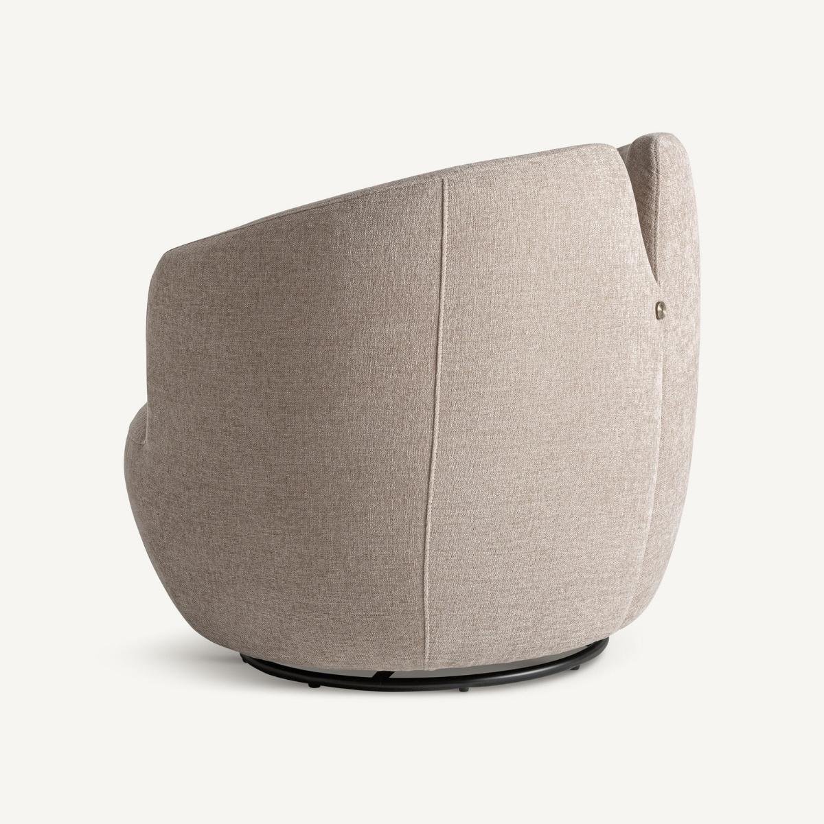 fauteuil haut de gamme structure en tissu beige et dossier tissu chenille