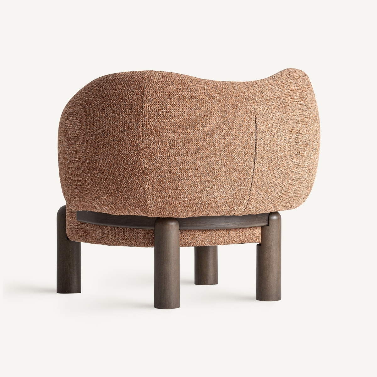 fauteuil vue de dos terracotta et bois foncé