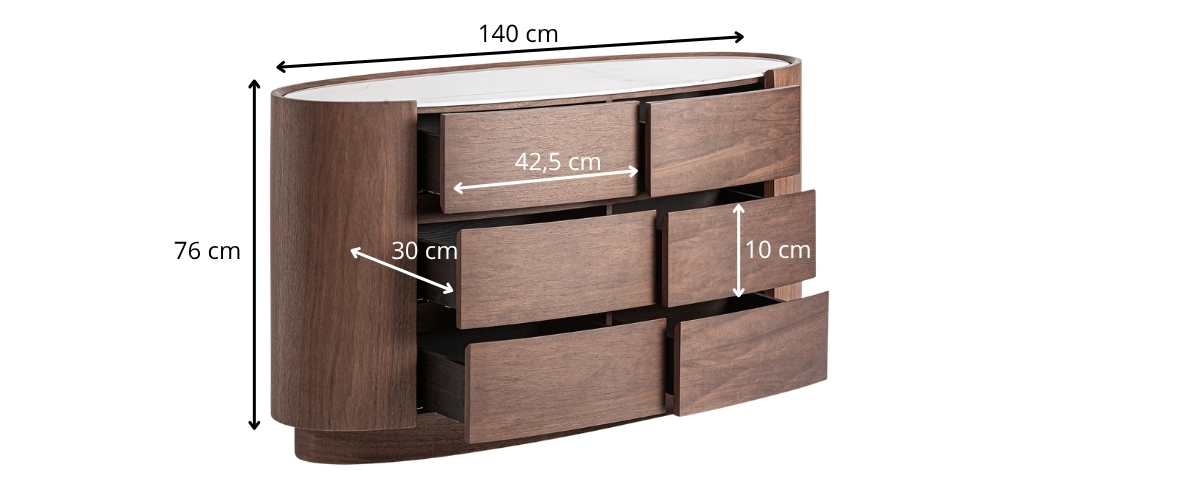 Dimensions commode ovale